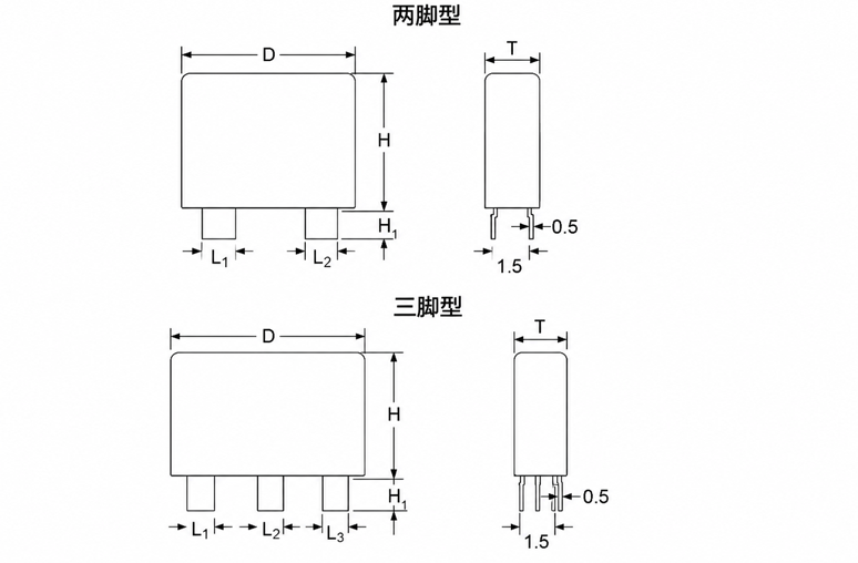 TMOV热保护型压敏电阻32S241 240V(216~264), 钳位电压395V, 200V/150V, 片式三脚型